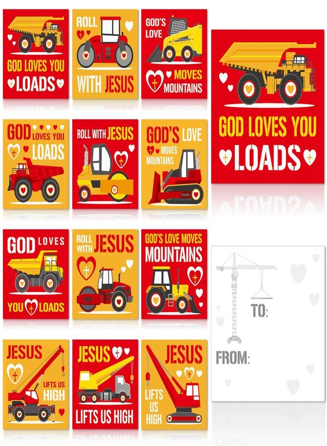 Dunzoom 60 Pcs Valentine‘s Day Gift Stickers Religious Construction Sticker Labels Set Happy Valentine‘s Day Gift Exchange Card Stickers Decorations for Valentines Party Classroom - Image 1